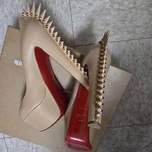 Christian Louboutin Gold Studded Beige Platforms